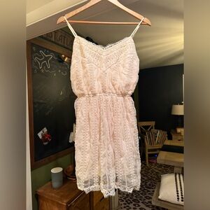 Abercrombie & Fitch Ivory Lace Spaghetti Strap Boho Dress